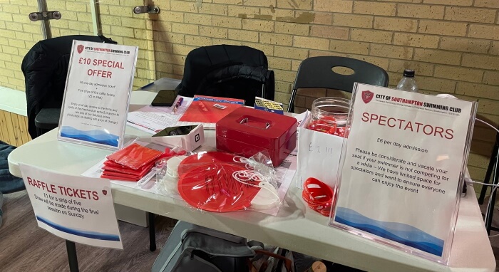 Door Entry Table City of Southampton Swimming Club