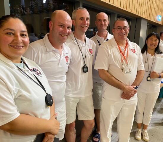 Officials Timekeepers in white for City of Southampton Swimming Club