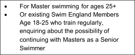 Masters swimming for over age 25 or 18-25 and train regularly